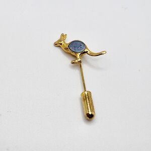 Vintage Kangaroo Tie Stick Pin Australia Faux Opal Gold Tone Small Figural